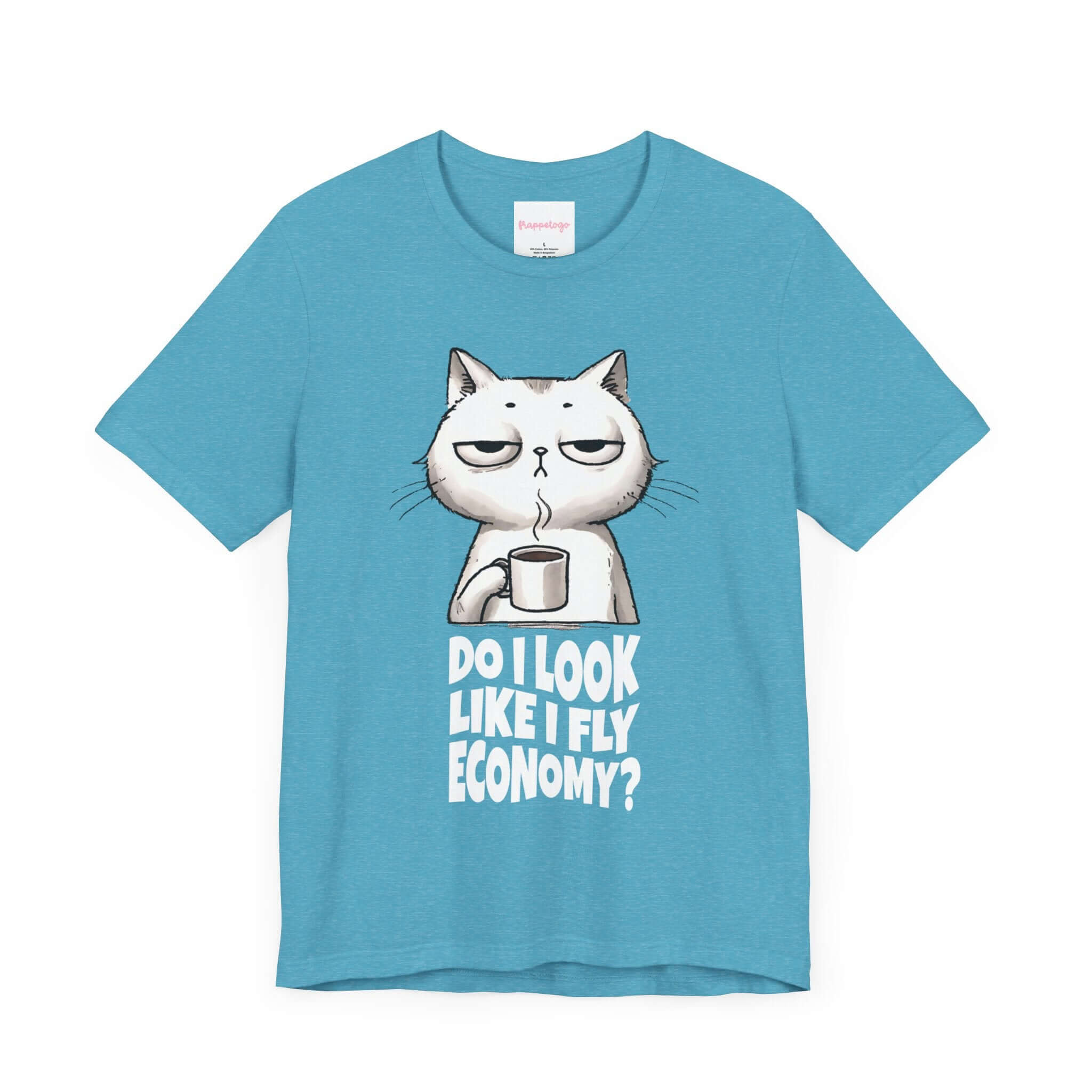 Funny Traveler Jet Set T-Shirt, Globetrotter Cat Lover, Do I Look Like I Fly Economy | Family, Friends & Group Travel Apparel & Accessories | Travel Lifestyle Store | FrappeToGo